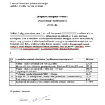 NAMO ATNAUJINIMO PRIEMONIŲ SUMINIO ENERGINIO NAUDINGUMO NUSTATYMAS (PLANUOJAMAS)-Dokumentas reikalingas APVA paramai rekonstruojamiems pastatams gauti. Vilnius UAB Pasyvūs namai- Šiltinimas , sandarinimas nuotrauka 12 APVA paramai gauti -Energinio naudingumo vertinimas po rekonstrukcijos Vilnius UAB Pasyvūs namai- Šiltinimas , sandarinimas nuotrauka 12