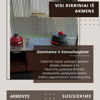 Įvarus stalviršiai, laiptu pakopos, palanges, židiniu apdailos, antkapiai.
Atvykstame, konsultuojame, patariame, išrenkame, įgyvendiname. Klaipėda MB"Bildsol" nuotrauka 10 Gaminai iš akmens. Klaipėda MB"Bildsol" nuotrauka 10