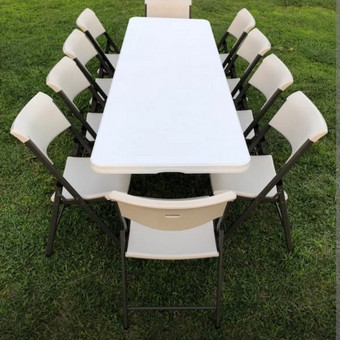 Sulankstomų lauko baldų nuoma. Stalai 180cm ilgio, premium klasės kėdės, baro staliukai 110 cm aukščio, šampano staliukai 74 cm aukščio, vaišių arka. Klaipėdos rajonas Pramogų Patruliai nuotrauka 14 Lauko baldų nuoma Klaipėdos rajonas Pramogų Patruliai nuotrauka 14