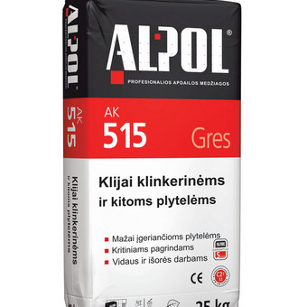 Puikiai tinka darbui su klinkerinėmis plytelėmis. Taip pat įvairių rūšių akmens masės ir didelių matmenų glazūros, terakotos, natūralaus akmens (išskyrus marmuro) ir kitoms, mažo įgeriamumo, plytelėms Kaunas UAB Aruodas (Housing.lt) nuotrauka 8 Elastingieji klinkerinių ir kitokių plytelių klijai ALPOL AK 515 25 Kg Kaunas UAB Aruodas (Housing.lt) nuotrauka 8