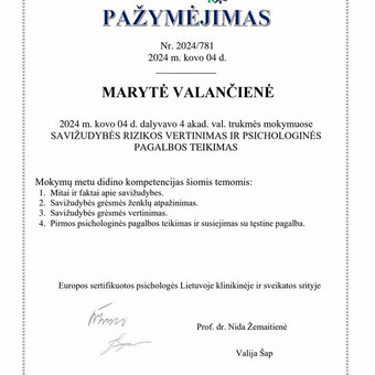Psichologinė, emocinė pagalba Biržų rajonas Marytė Valančienė nuotrauka 2