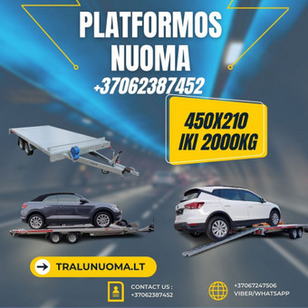 Ilgis: 4.5 m
Plotis: 2 m
Didžiausia leidžiama masė: 2700 kg
Sava masė: 710 kg
Keliamoji galia: 1990 kg Alytus Platformu, traliuku ir priekabu nuoma nuotrauka 17 Platformos nuoma ( 450x200 ) iki 1990 kg Alytus Platformu, traliuku ir priekabu nuoma nuotrauka 17