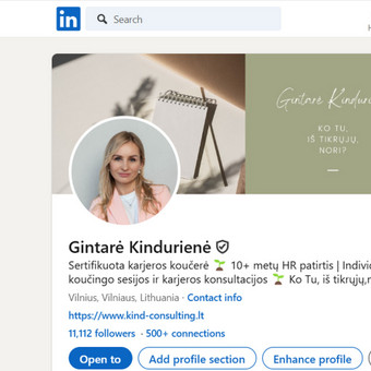 Linkedin sukūrimas/redagavimas Vilnius Gintarė Kindurienė nuotrauka 5