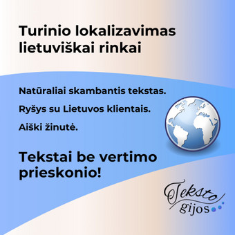 Perrašau vertimus taip, kad tekstas skambėtų lietuvių k. natūraliai, sklandžiai ir atlieptų vietinių klientų lūkesčius. Lokalizuoju turinį interneto svetainėms, el. parduotuvėms ar reklamai. Panevėžys Loreta nuotrauka 6 Turinio lokalizavimas lietuviškai rinkai Panevėžys Loreta nuotrauka 6