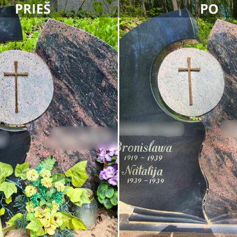 Siūlome profesionalų užrašų įkalimą arba modernų lazerinį graviravimą, kad vardai, datos, simboliai ar net portretai būtų perteikti pagarbiai, estetiškai ir ilgam. Vilnius UAB Laidojimo paslaugų centras nuotrauka 22 Teksto iškalimas arba lazerinis graviravimas ant paminklo Vilnius UAB Laidojimo paslaugų centras nuotrauka 22