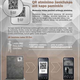 QR atminimo ženkliukas – tai skaitmeninis ryšys su praeitimi: QR kodas ant kapo veda į puslapį su prisiminimais apie velionį. Vilnius UAB Laidojimo paslaugų centras nuotrauka 23 QR atminimo ženkliuko paslauga Vilnius UAB Laidojimo paslaugų centras nuotrauka 23