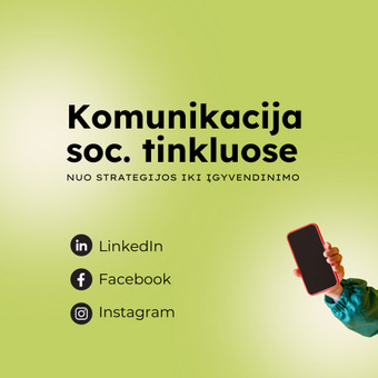 Facebook, Instagram, LinkedIn
▪️ Strategija, komunkacijos plano parengimas ir įgyvendinimas
▪️ Paskyrų auditas Vilnius Živilė Vool nuotrauka 1 Komunikacija socialiniuose tinkluose Vilnius Živilė Vool nuotrauka 1