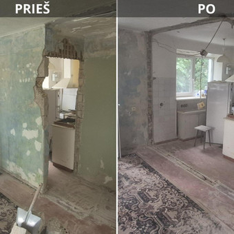 Šiferio/skardos šalinimas
Plytelių nuėmimas nuo sienų, lubų.
Vatos išėmimas iš sienų/lubų.
Betono griovimas nuo grindų ir sienų.
Gipso šalinimas nuo lubų ir sienų.
Aplinkos sutvarkymas Vilnius Edgaras Navickas nuotrauka 1 Griovimo darbai, aplinkos tvarkymas Vilnius Edgaras Navickas nuotrauka 1