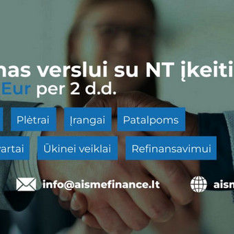 Tarpininkauju dėl paskolų iki 500 000 € su nekilnojamojo turto įkeitimu. Greiti sprendimai, lanksčios sąlygos, o paskolos tikslai gali būti įvairūs – nuo NT įsigijimo iki veiklos plėtros. Šiauliai AISME Finance nuotrauka 2 Verslo paskolos su NT įkeitimu Šiauliai AISME Finance nuotrauka 2