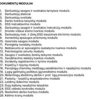 Darbuotojų saugos ir sveikatos dokumentų moduliai/tvarkos Šiauliai DSS specialistė Agnė nuotrauka 2