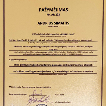 Priklausomybių nuo alkoholio, narkotikų ir lošimų konsultacija Klaipėda Andrius Simaitis nuotrauka 7