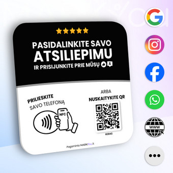 Išmaniosios atsiliepimų, socialinių tinklų lentelės (QR + NFC) Šiauliai MB Laserstudio nuotrauka 2