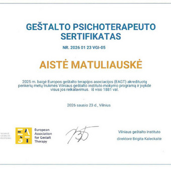 Geštalto terapija Vilnius Aistė Matuliauskė nuotrauka 3