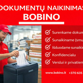 Dokumentų naikinimas su pasikrovimu Kaunas UAB Bobino komanda nuotrauka 1