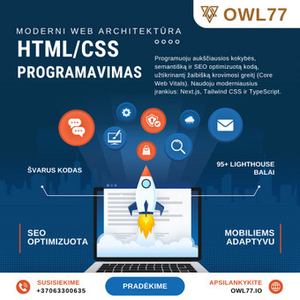 HTML/CSS kodavimas Kaunas owl77 nuotrauka 6