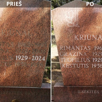 Paminklo, tvorelių atnaujinimas Vilnius Raidžių kalimas ant paminklo nuotrauka 3