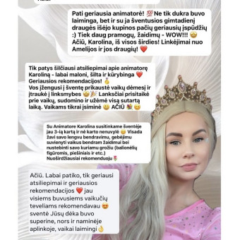 Vaikų gimtadienių, švenčių vedimas Vilnius Karolina nuotrauka 2