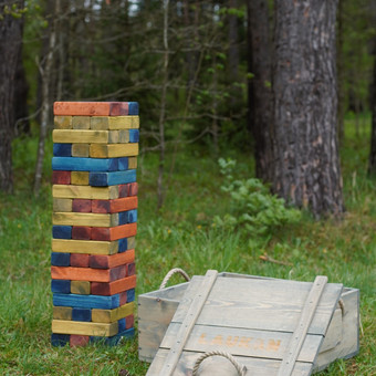Jenga XXL (su užduotimis) Vilnius LAUKAN – lauko ir vidaus žaidimų nuoma nuotrauka 4