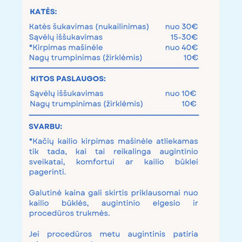 Kainos Palanga Kirpčius | Gyvūnų priežiūros salonas nuotrauka 5