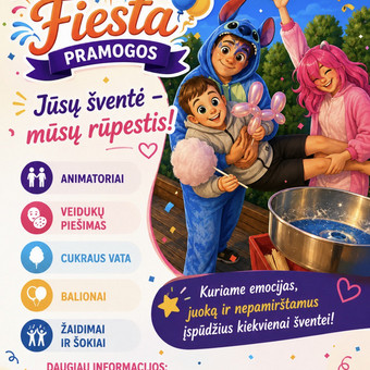 Animatoriai, personažai vaikams Vilnius Fiesta Pramogos nuotrauka 2