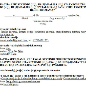 Deklaracijos apie statybos užbaigimą / paskirties keitimą (tik registruojama) pildymas Vilnius Mažena Kerbed nuotrauka 9