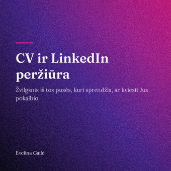 CV ir LinkedIn peržiūra Vilnius Evelina Gailė nuotrauka 2
