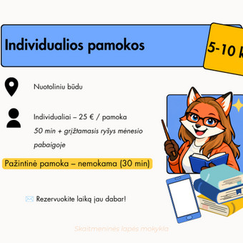 Papildomas lietuvių kalbos mokymas Vilnius Greta S. | Skaitmeninės lapės mokykla nuotrauka 1