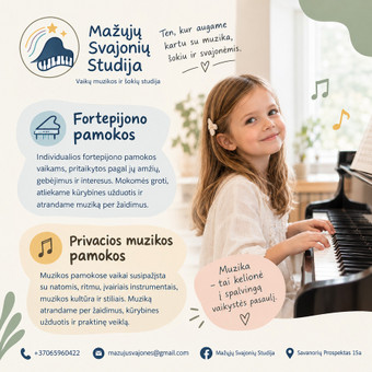Privačios muzikos pamokos Vilnius Mažųjų Svajonių Studija nuotrauka 2