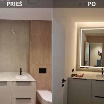 Šviečiančių veidrodžių- pakabinimas/pajungimas Vilnius Gediminas nuotrauka 16