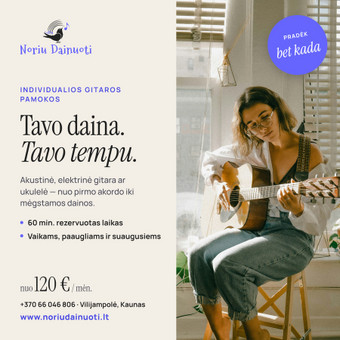 Individualios akustinės gitaros pamokos Kaunas Studija "Noriu Dainuoti" nuotrauka 3