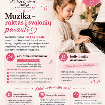 Muzikos ir fortepijono grupinės pamokos Vilnius Mažųjų Svajonių Studija nuotrauka 3