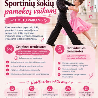Sportinių Šokių grupinės pamokos vaikams Vilnius Mažųjų Svajonių Studija nuotrauka 2