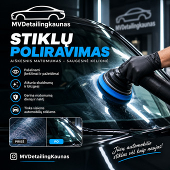 Stiklo poliravimas Kaunas MVDETAILINGKAUNAS nuotrauka 6
