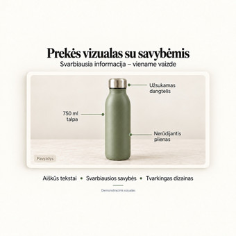 Prekės vizualas su pagrindinėmis savybėmis Kaunas Parengiu prekių informaciją el. parduotuvėms nuotrauka 6