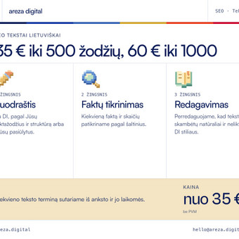 SEO straipsnių rašymas Vilnius Areza Digital nuotrauka 1