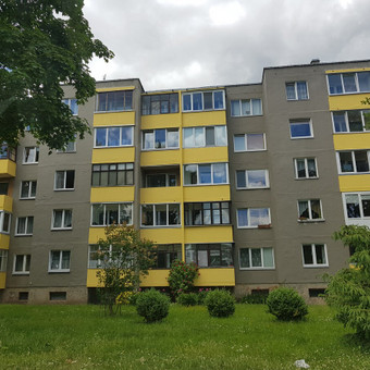 Daugiabučių dažymas termokeraminiais, fasadiniais dažais, Elastinu su medžiagomis Kaunas Dainius Stankevičius nuotrauka 3 Dažymo darbai aukštyje Kaunas Dainius Stankevičius nuotrauka 3