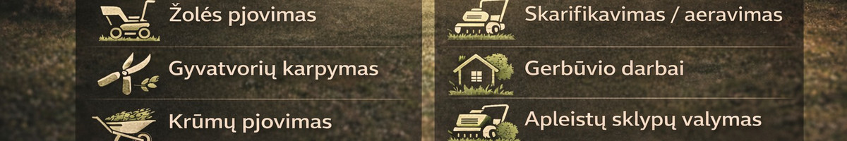 Obelų, genėjimas. Krūmų pjovimas. Gyvatvorių karpymas
