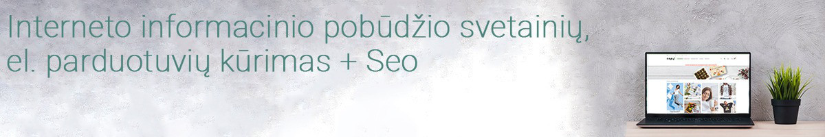 Interneto svetainių, el. parduotuvių kūrimas + Seo