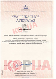 Sertifikatai, pažymėjimai ir kt.