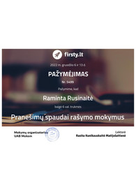 Sertifikatai, pažymėjimai ir kt.