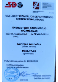 Sertifikatai, pažymėjimai ir kt.