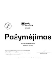 Sertifikatai, pažymėjimai ir kt.