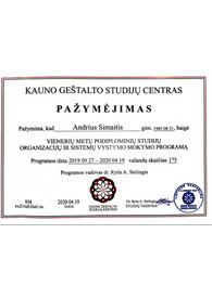 Sertifikatai, pažymėjimai ir kt.