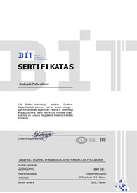 Sertifikatai, pažymėjimai ir kt.