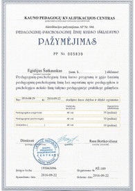 Sertifikatai, pažymėjimai ir kt.
