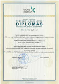 Sertifikatai, pažymėjimai ir kt.