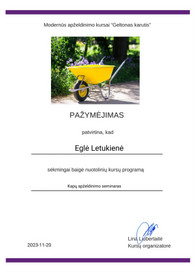 Sertifikatai, pažymėjimai ir kt.