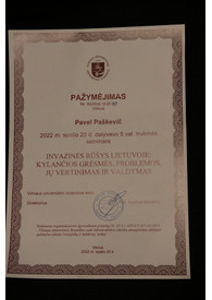 Sertifikatai, pažymėjimai ir kt.