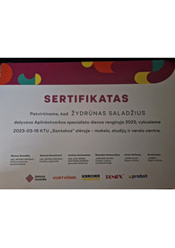 Sertifikatai, pažymėjimai ir kt.