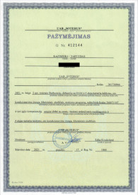 Sertifikatai, pažymėjimai ir kt.